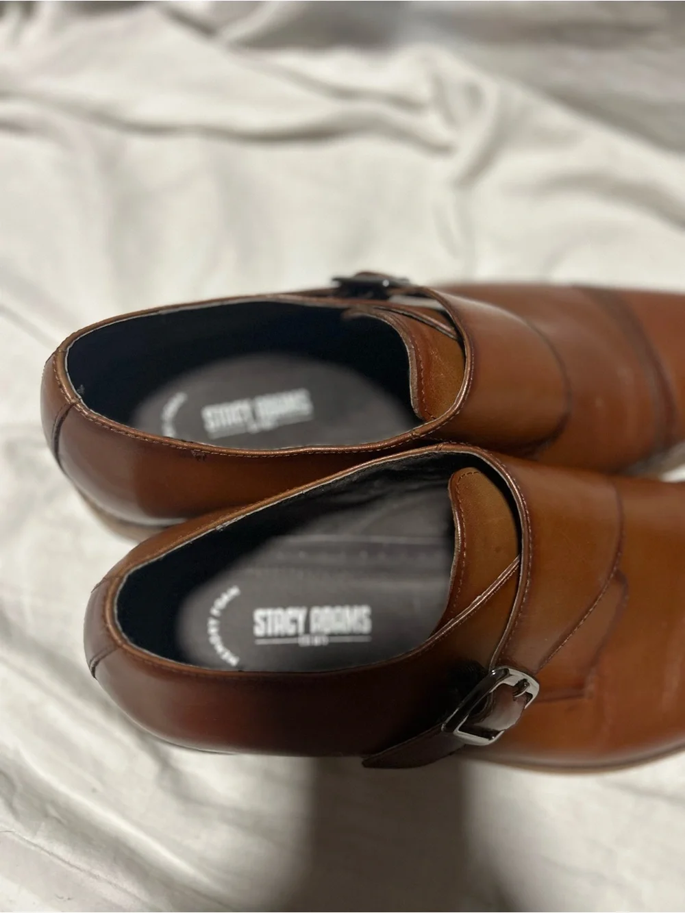 Stacey Adams Men's Cognac Leather Single Monk Strap Dress Shoes